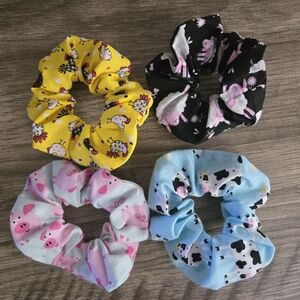 Colorful Animal Print Scrunchies Set